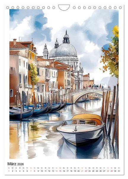 Produktbild: Venedig - Br&uuml;cken, Kan&auml;le, Gondeln (Wandkalender 2026 DIN A4 hoch), CALVENDO Monatskalender