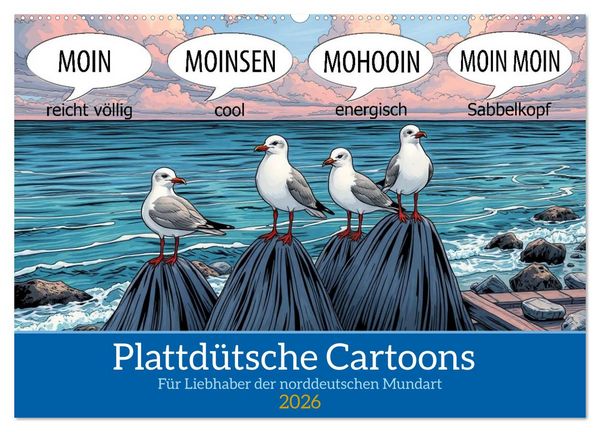 Produktbild: Plattd&uuml;tsche Cartoons (Wandkalender 2026 DIN A2 quer), CALVENDO Monatskalender