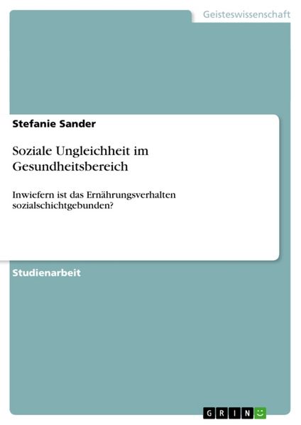 Produktbild: Soziale Ungleichheit im Gesundheitsbereich