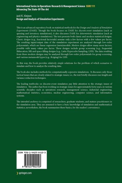 Produktbild: Design and Analysis of Simulation Experiments