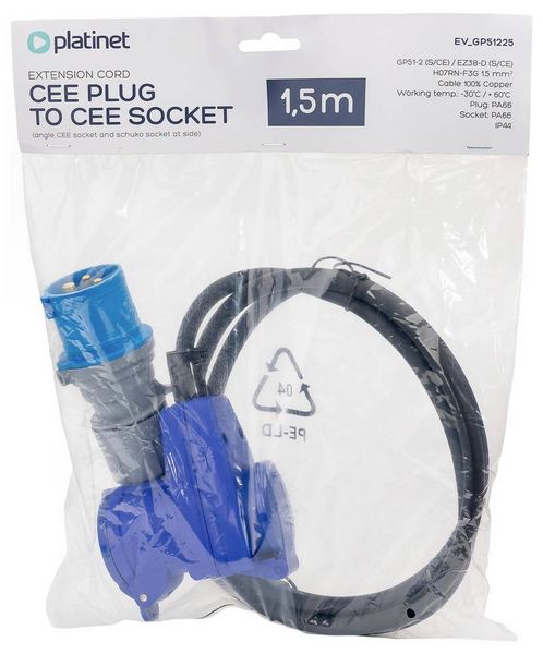 Produktbild: Platinet 46282 EV_GP51225 CEE Adapterkabel 16A 230V 1St.