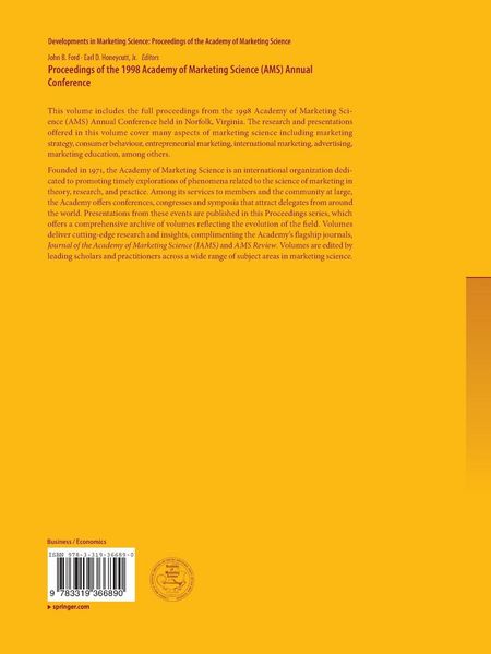 Produktbild: Proceedings of the 1998 Academy of Marketing Science (AMS) Annual Conference