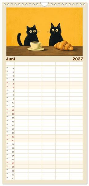 Produktbild: Familienplaner 2027 - Gute Laune Katzen mit 5 Spalten (Wandkalender, 21 x 45 cm) CALVENDO