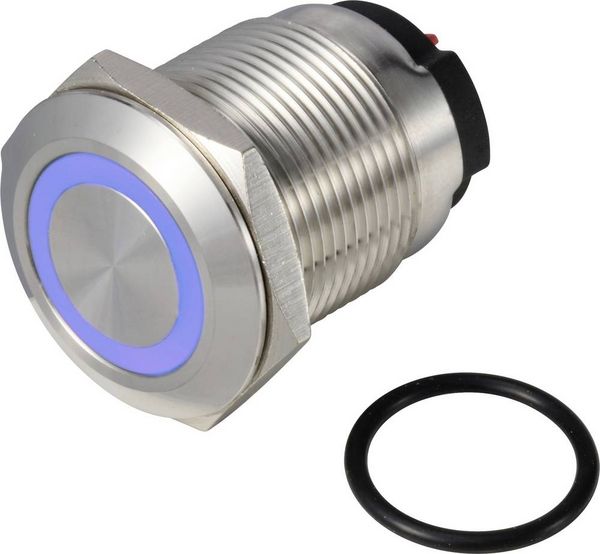 Produktbild: TRU COMPONENTS TC-13224204 ONPOW6319F-10E/Q/B/12V/S Drucktaster 36 V DC/AC 2 A 1 x Aus/(Ein) tastend Blau IP65 1 St.