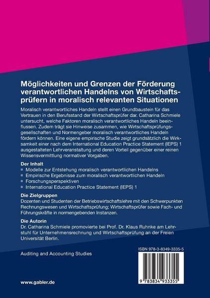 Produktbild: M&ouml;glichkeiten und Grenzen der F&ouml;rderung verantwortlichen Handelns von Wirtschaftspr&uuml;fern in moralisch relevanten Situationen