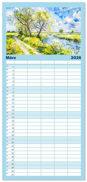 Produktbild: Familienplaner 2026 - Havelland Flair - Immer in Flussn&auml;he mit 5 Spalten (Wandkalender, 21 x 45 cm) CALVENDO
