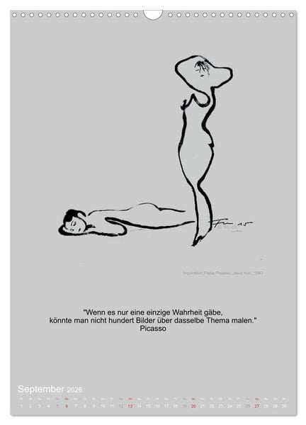 Produktbild: EROTISCHE BODYPAINTING ZITATE - HOMMAGE AN KLIMT, SCHIELE UND PICASSO (Wandkalender 2026 DIN A3 hoch), CALVENDO Monatskalender