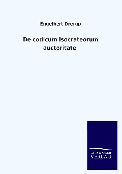 Produktbild: De codicum Isocrateorum auctoritate