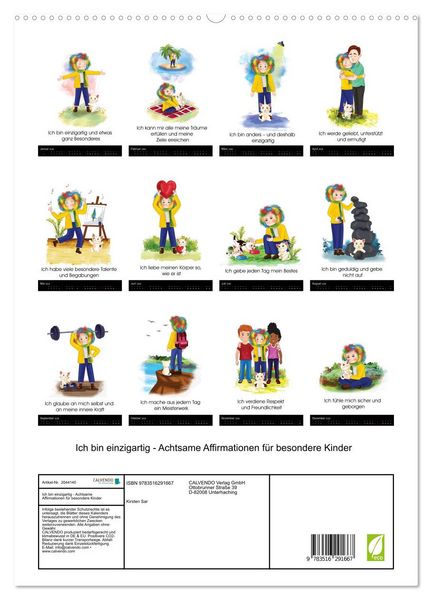Produktbild: Ich bin einzigartig - Achtsame Affirmationen f&uuml;r besondere Kinder (hochwertiger Premium Wandkalender 2026 DIN A2 hoch), Kunstdruck in Hochglanz