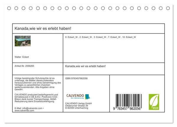 Produktbild: Kanada,wie wir es erlebt haben! (Tischkalender 2026 DIN A5 quer), CALVENDO Monatskalender