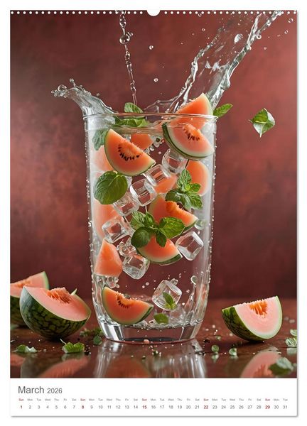 Produktbild: Pure refreshment - Infused water (High Quality Premium Wall Calendar 2026 DIN A2 portrait),CALVENDO 12 Month Wall Calendar