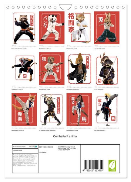Produktbild: Combattant animal (Calendrier mural 2026 DIN A4 horizontal), CALVENDO calendrier mensuel