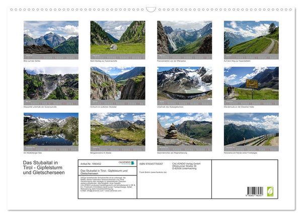 Produktbild: Das Stubaital in Tirol - Gipfelsturm und Gletscherseen (Wandkalender 2026 DIN A2 quer), CALVENDO Monatskalender
