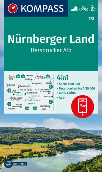 Produktbild: KOMPASS Wanderkarte 172 N&uuml;rnberger Land, Hersbrucker Alb 1:50.000