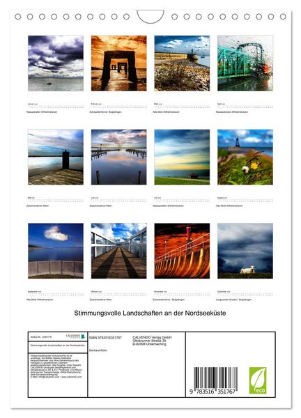 Produktbild: Stimmungsvolle Landschaften an der Nordseek&uuml;ste (Wandkalender 2026 DIN A4 hoch), CALVENDO Monatskalender