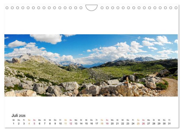 Produktbild: Der Dolomiten H&ouml;henweg EINS in Panoramabildern (Wandkalender 2026 DIN A4 quer), CALVENDO Monatskalender