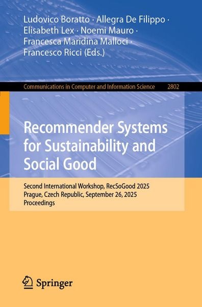 Produktbild: Recommender Systems for Sustainability and Social Good