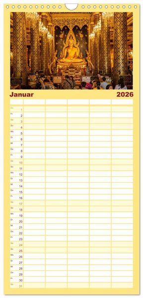Produktbild: Familienplaner 2026 - Siddhartha Gautama - Buddha mit 5 Spalten (Wandkalender, 21 x 45 cm) CALVENDO