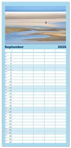 Produktbild: Familienplaner 2026 - Buntes und bl&uuml;hendes Borkum mit 5 Spalten (Wandkalender, 21 x 45 cm) CALVENDO