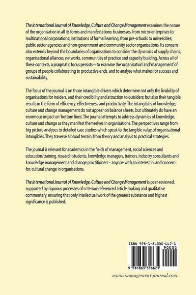 Produktbild: The International Journal of Knowledge, Culture and Change Management