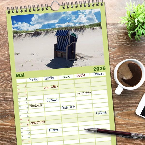 Produktbild: Familienplaner 2026 - Norderney. Meine ostfriesische Insel mit 5 Spalten (Wandkalender, 21 x 45 cm) CALVENDO