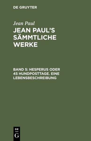 Produktbild: Hesperus oder 45 Hundposttage. Eine Lebensbeschreibung