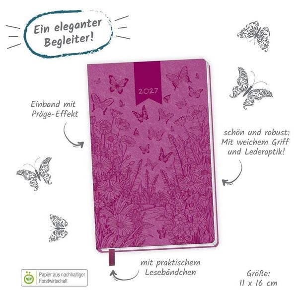 Produktbild: TR&Ouml;TSCH - Taschenkalender A6 Soft Touch Schmetterlinge 2027