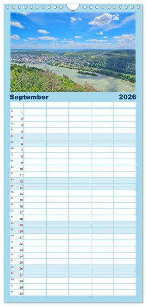 Produktbild: Familienplaner 2026 - Rechts und links des Rheins. Mit dem Wohnmobil unterwegs. mit 5 Spalten (Wandkalender, 21 x 45 cm) CALVENDO