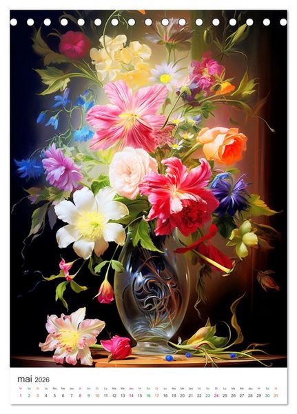 Produktbild: Vases en fleur (Calendrier de bureau 2026 DIN A5 horizontal), CALVENDO calendrier mensuel