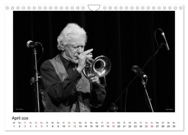 Produktbild: Internationale Meister des Jazz in Schwarzwei&szlig; (Wandkalender 2026 DIN A4 quer), CALVENDO Monatskalender