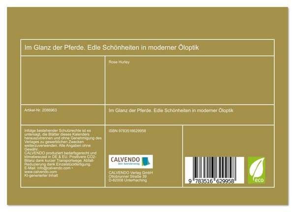 Produktbild: Im Glanz der Pferde. Edle Sch&ouml;nheiten in moderner &Ouml;loptik (Tischkalender 2026 DIN A5 quer), CALVENDO Monatskalender