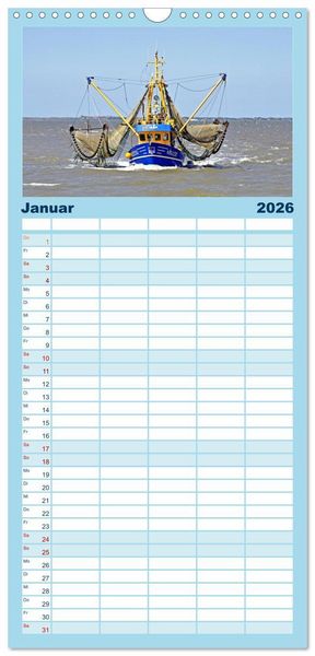 Produktbild: Familienplaner 2026 - Ostfriesische Inseln mit 5 Spalten (Wandkalender, 21 x 45 cm) CALVENDO