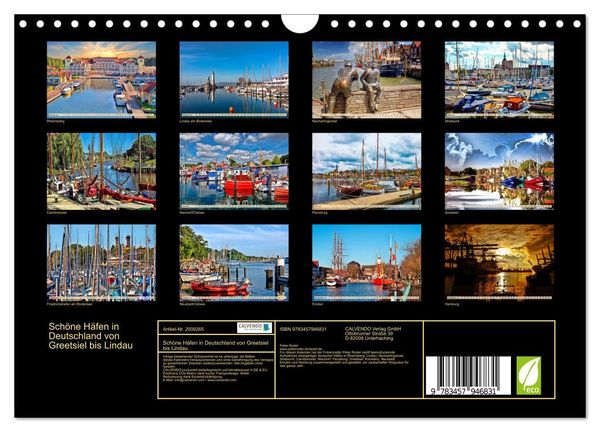 Produktbild: Sch&ouml;ne H&auml;fen in Deutschland von Greetsiel bis Lindau (Wandkalender 2026 DIN A4 quer), CALVENDO Monatskalender