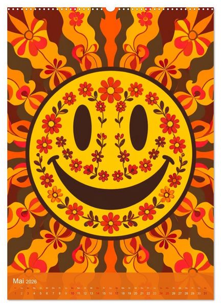 Produktbild: Flower Power Dreams - Retro 70s Art (Wandkalender 2026 DIN A2 hoch), CALVENDO Monatskalender
