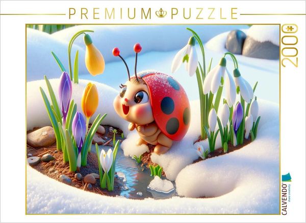 CALVENDO Puzzle Entdeckung der Frühlingsblumen im schmelzenden Schnee | 2000 Teile Lege-Größe 90x67cm Foto-Puzzle für glückliche Stunden