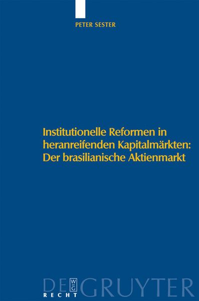 Produktbild: Institutionelle Reformen in heranreifenden Kapitalm&auml;rkten: Der brasilianische Aktienmarkt