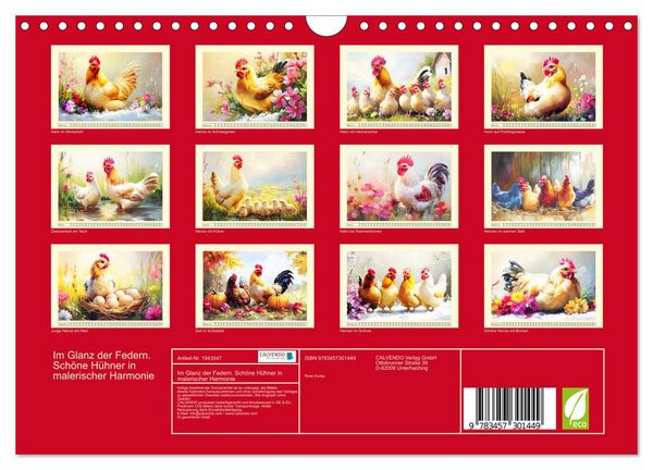 Produktbild: Im Glanz der Federn. Sch&ouml;ne H&uuml;hner in malerischer Harmonie (Wandkalender 2026 DIN A4 quer), CALVENDO Monatskalender