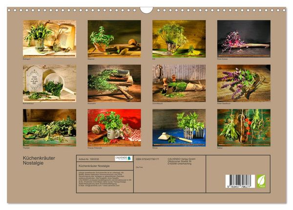 Produktbild: K&uuml;chenkr&auml;uter Nostalgie (Wandkalender 2026 DIN A3 quer), CALVENDO Monatskalender