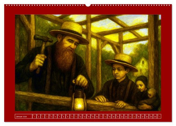 Produktbild: Einfach Leben - Einblicke in die Welt der Amish im Stil alter Gem&auml;lde (Wandkalender 2026 DIN A2 quer), CALVENDO Monatskalender