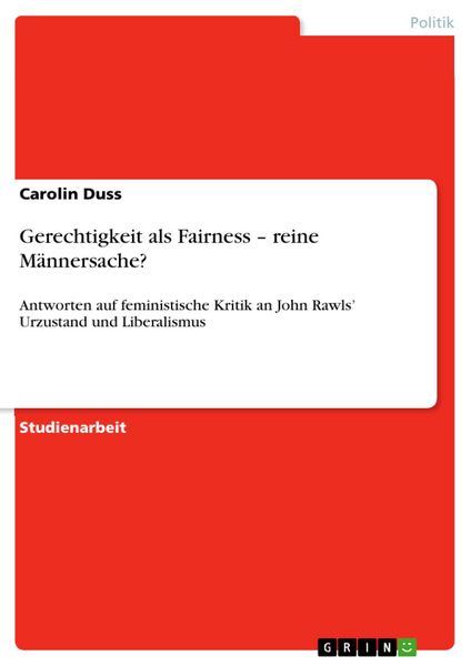 Produktbild: Gerechtigkeit als Fairness - reine M&auml;nnersache?