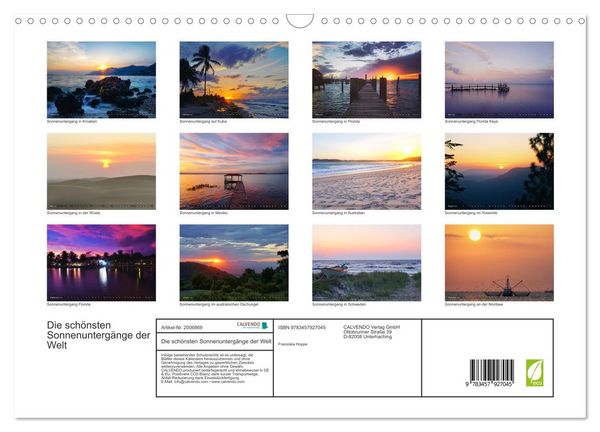 Produktbild: Die sch&ouml;nsten Sonnenunterg&auml;nge der Welt (Wandkalender 2026 DIN A3 quer), CALVENDO Monatskalender