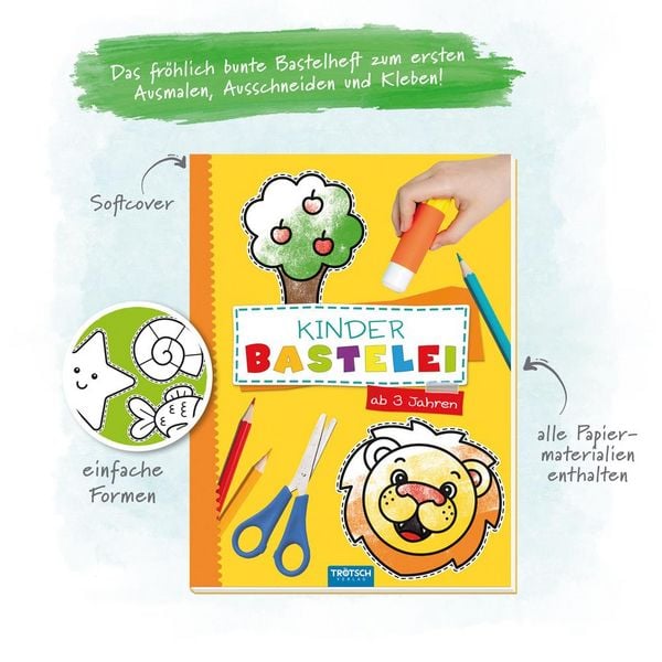Produktbild: Tr&ouml;tsch Bastelbuch mit Bastelb&ouml;gen Kinderbastelei ab 3 Jahren