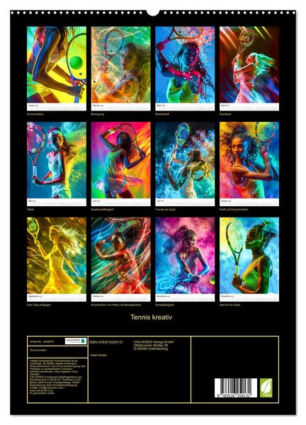 Produktbild: Tennis kreativ (hochwertiger Premium Wandkalender 2026 DIN A2 hoch), Kunstdruck in Hochglanz
