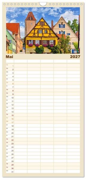 Produktbild: Familienplaner 2027 - Dinkelsb&uuml;hl - Zw&ouml;lf Momente in der Altstadt mit 5 Spalten (Wandkalender, 21 x 45 cm) CALVENDO