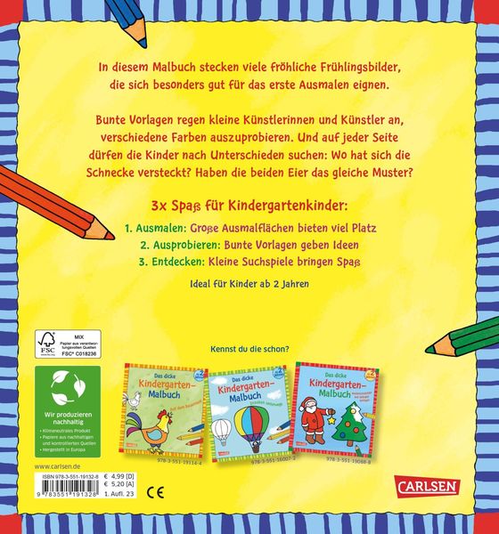 Produktbild: Ausmalbilder f&uuml;r Kita-Kinder: Das dicke Kindergarten-Malbuch: Auf der Wiese