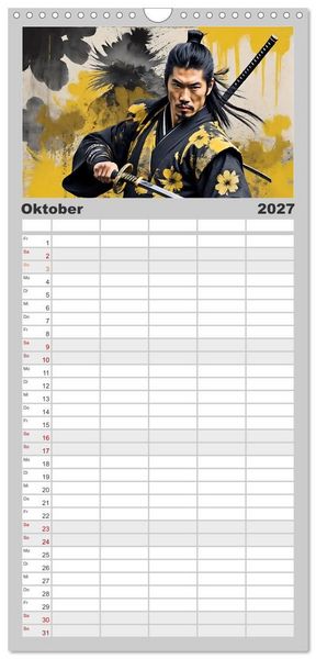 Produktbild: Familienplaner 2027 - Samurai - Asian Spirit mit 5 Spalten (Wandkalender, 21 x 45 cm) CALVENDO