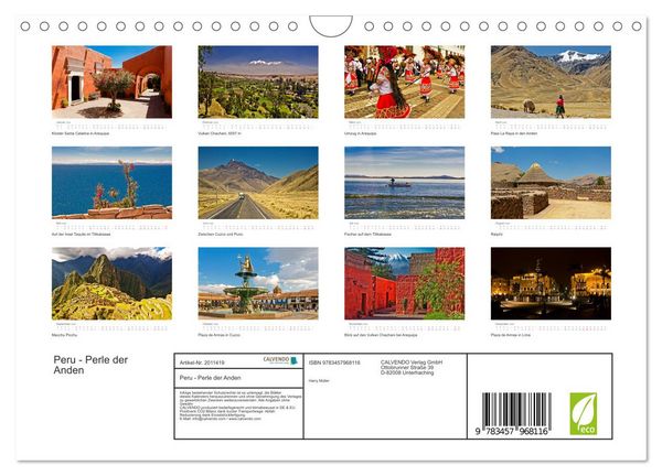 Produktbild: Peru - Perle der Anden (Wandkalender 2026 DIN A4 quer), CALVENDO Monatskalender