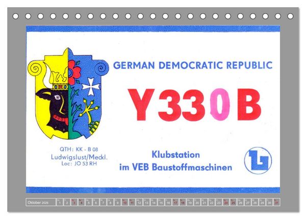 Produktbild: DDR - Ostalgie auf QSL-Karten (Tischkalender 2026 DIN A5 quer), CALVENDO Monatskalender