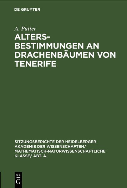Produktbild: Altersbestimmungen an Drachenb&auml;umen von Tenerife