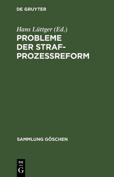 Produktbild: Probleme der Strafproze&szlig;reform
